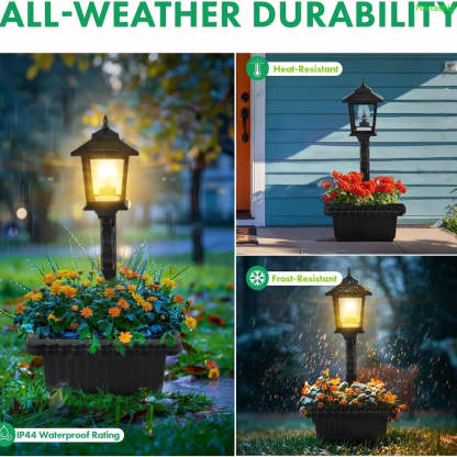 Solar Post Light with Planter Outdoor Decor