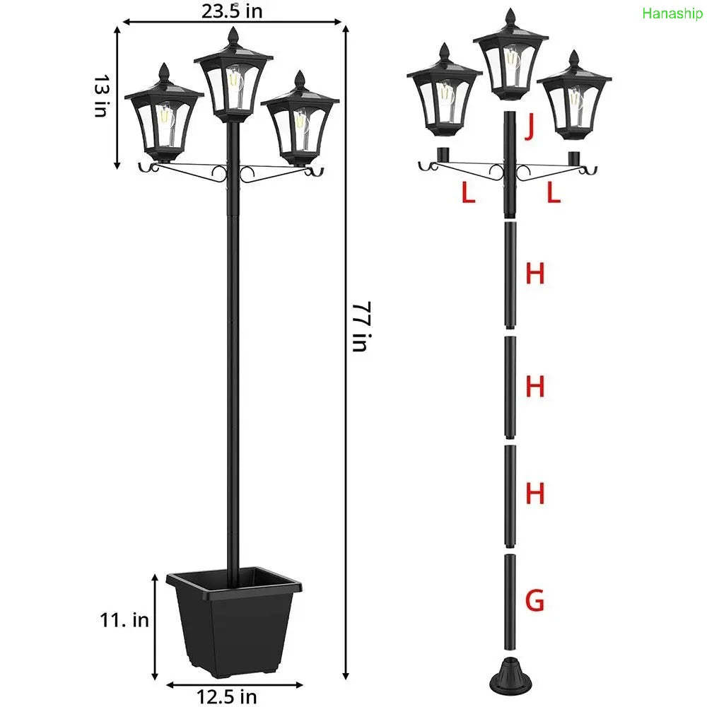 Solar Post Light with Planter Outdoor Decor