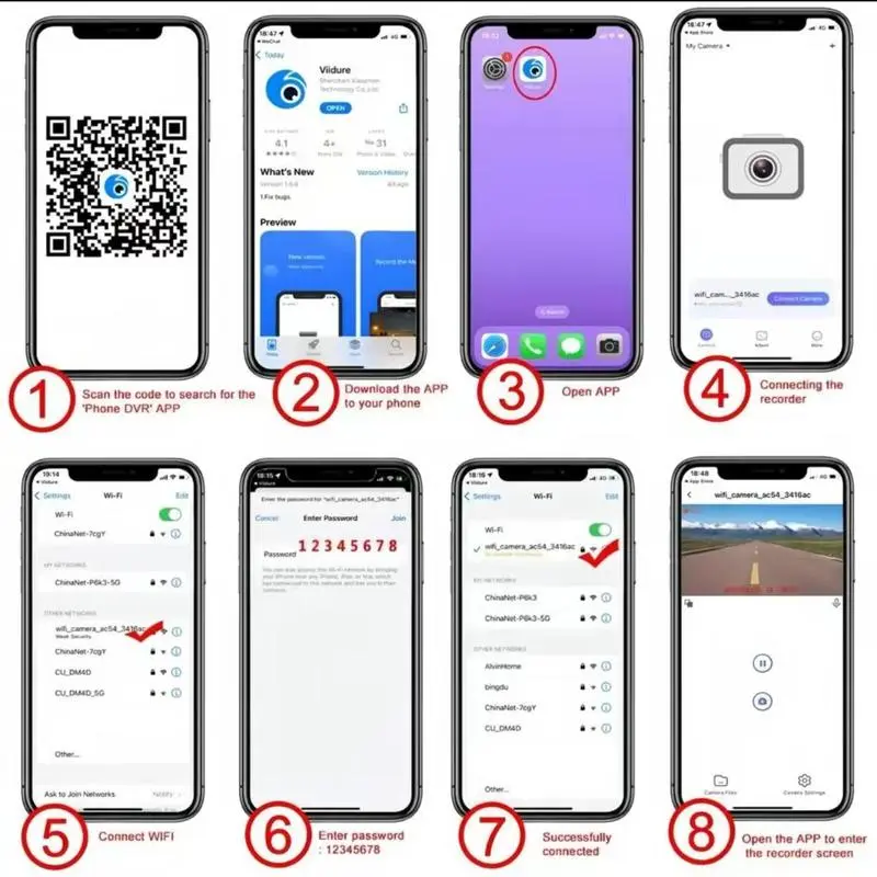 【QPJ】HD  Driving Recorder，Super Night Vision, Loop Recording and 64GB Memory Card, Car Charger for Free Automotive Dvr Convenient Cop Dashcam