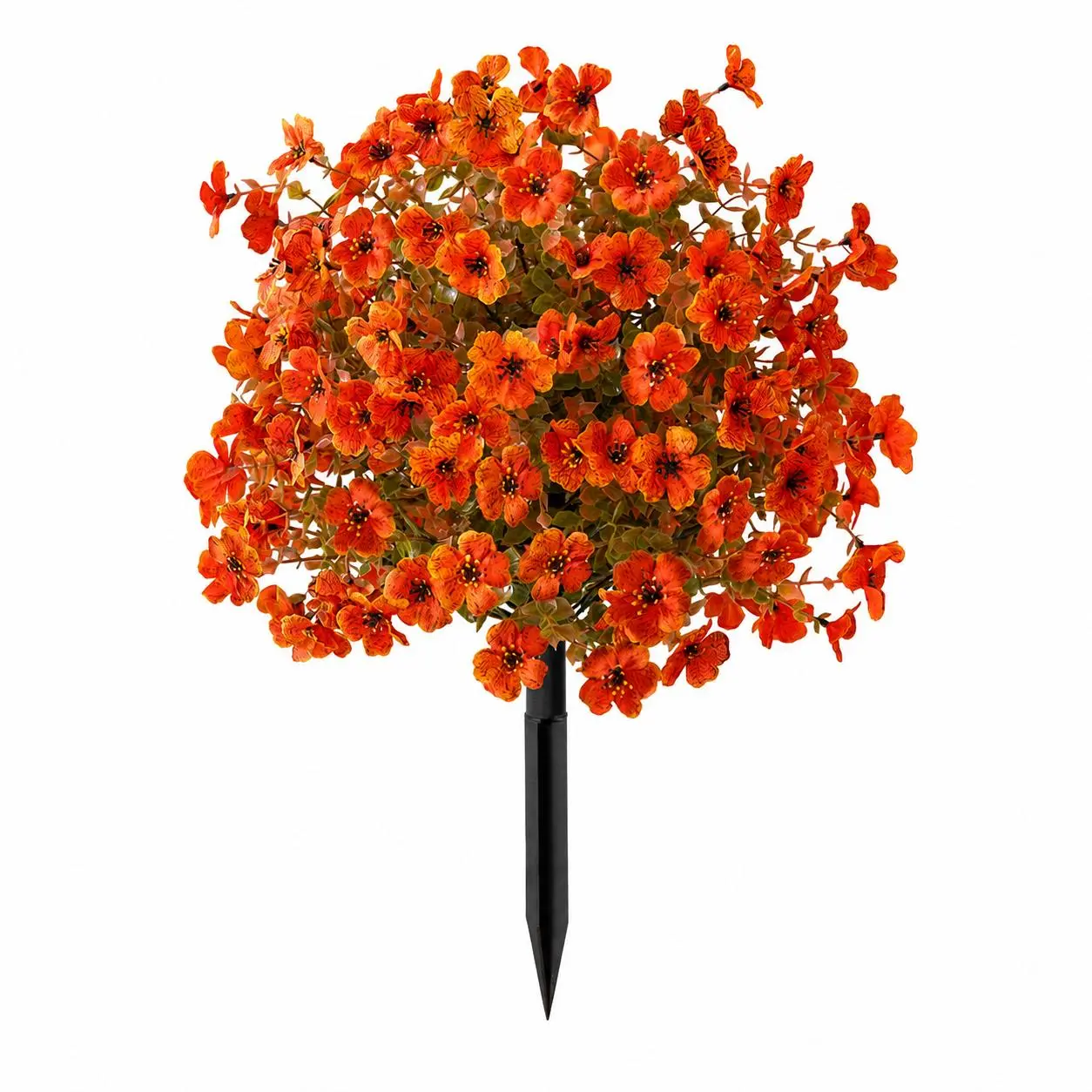 Artificial Flower Topiary Ball Tree with Ground Spike, 1/2 Pack Faux Autumn Flower Shrub, UV Resistant Outdoor Orange Flowers for Porch Patio Garden Yard Decor, Halloween Thanksgiving Decorations summerwins