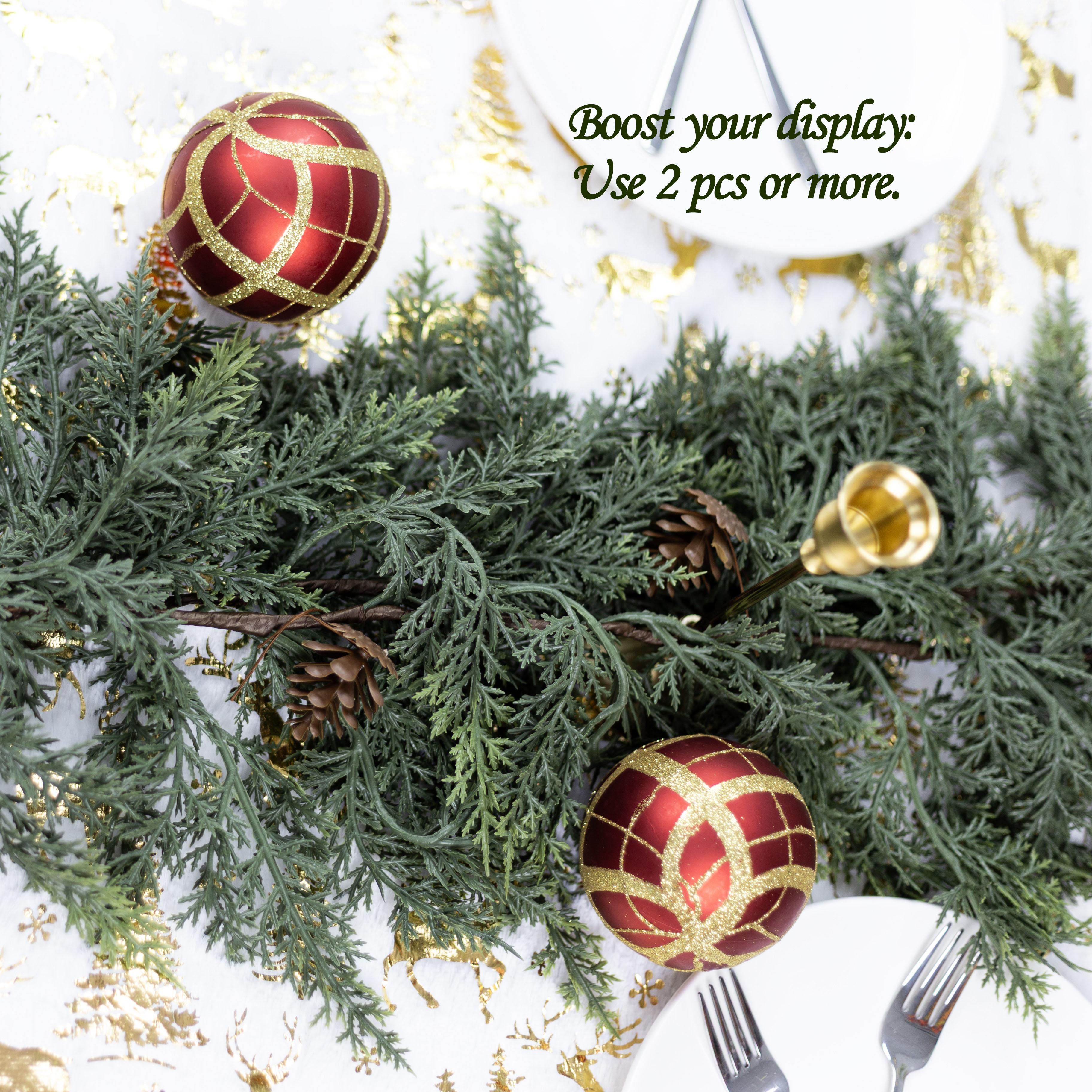 Lush Artificial Cedar Garland 72" with 10 artificial pine cones - Decorative Plant for Home Party Wedding DIY Real Touch Pine Garlands Decorative Greenery Fruit summerwins