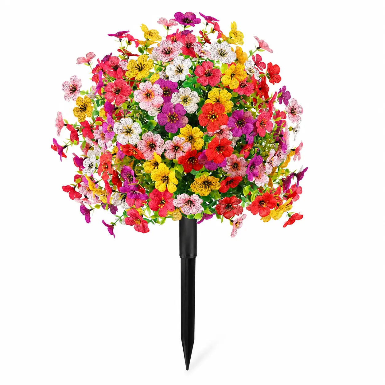 Artificial Flower Topiary Ball Tree with Ground Spike, 1/2 Pack Faux Autumn Flower Shrub, UV Resistant Outdoor Orange Flowers for Porch Patio Garden Yard Decor, Halloween Thanksgiving Decorations summerwins