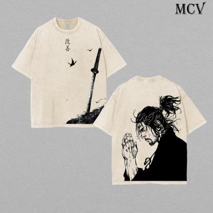 Vagabond Life Tee, Miyamoto Musashi 90s Manga Washed T-Shirt