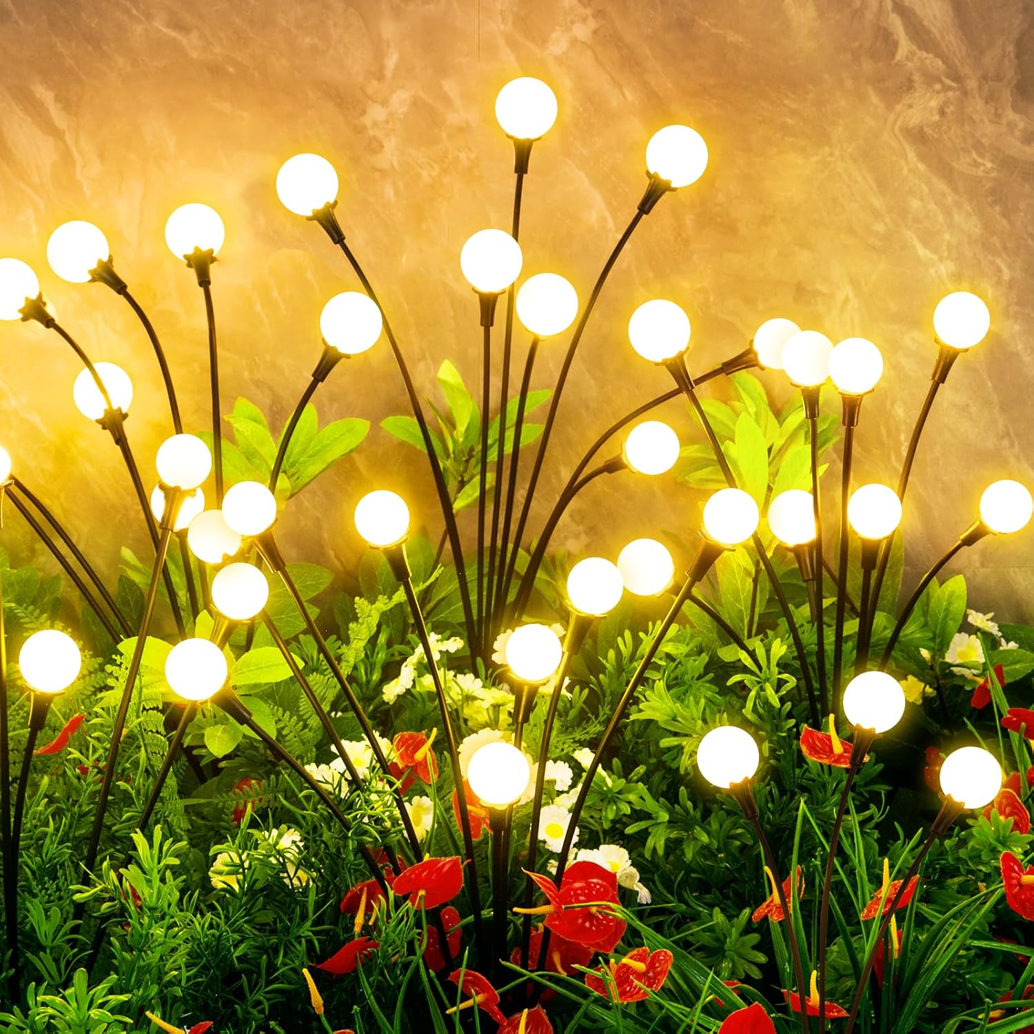 Outdoor Solar Firefly Lights, 4/8 Pack Waterproof Garden Stake Lights with Auto Dusk-to-Dawn Glow, 32/64 LED Bulbs for Yard, Patio, Pathway, Walkway & Landscape Decor Outdoor Solar Firefly Lights, 4/8 Pack Waterproof Garden Stake Lights with Auto Dusk-to-Dawn Glow, 32/64 LED Bulbs for Yard, Patio, Pathway, Walkway & Landscape Decor