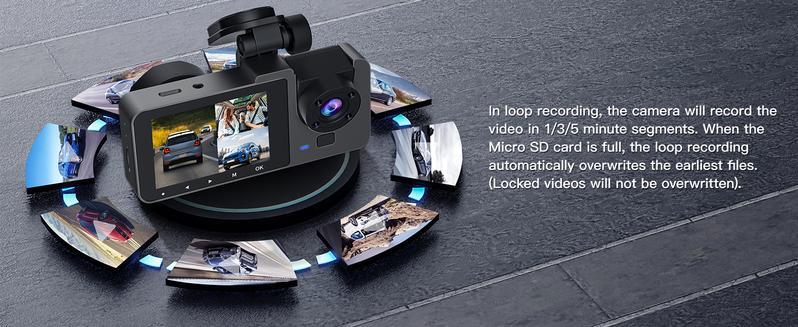 【QPJ】HD  Driving Recorder，Super Night Vision, Loop Recording and 64GB Memory Card, Car Charger for Free Automotive Dvr Convenient Cop Dashcam