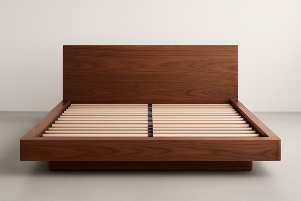 Lit double en bois noyer 200x160 cm