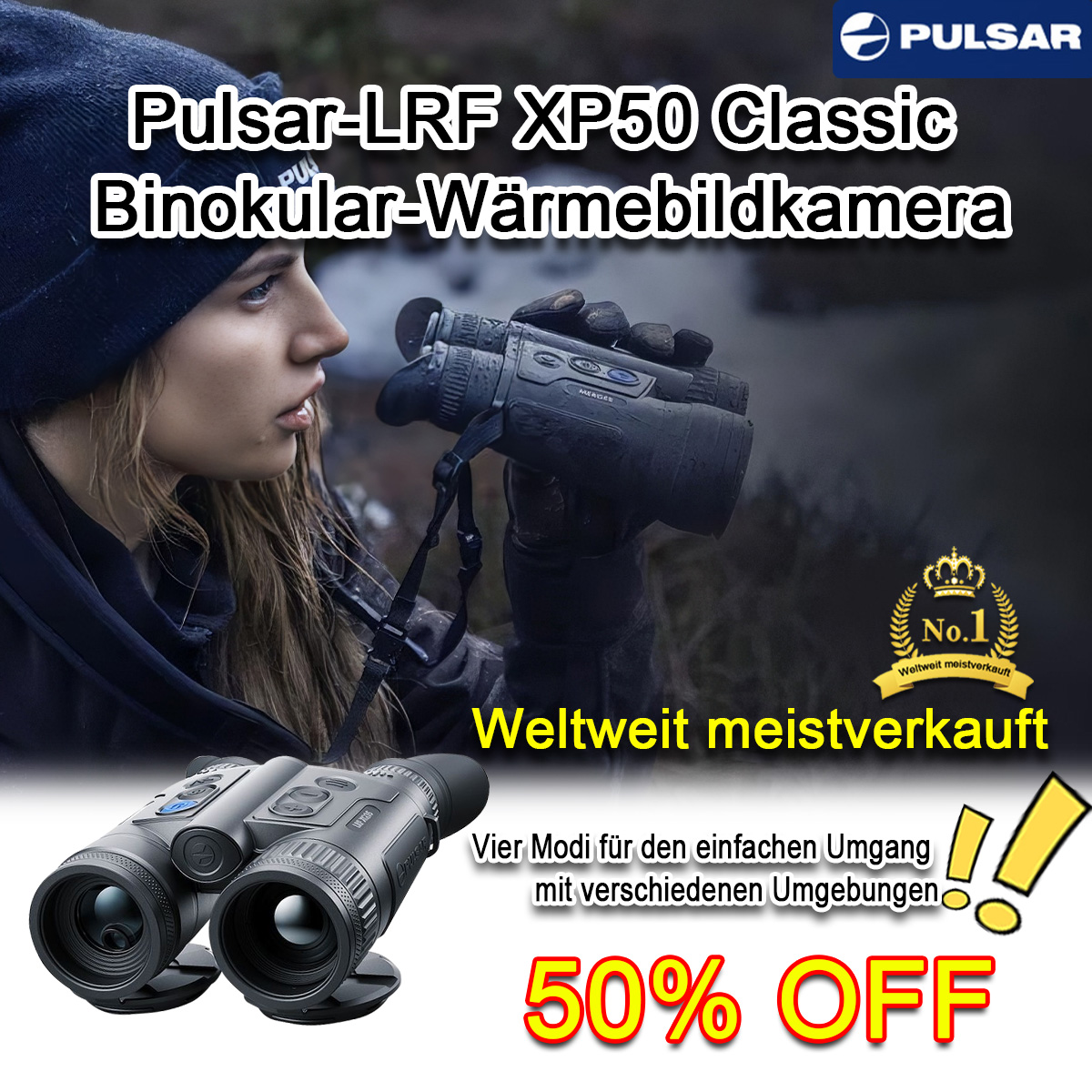 Das klassische Fernglas Pulsar-LRF XP50 wurde von Lynred auf einem extremen Schlitten entdeckt