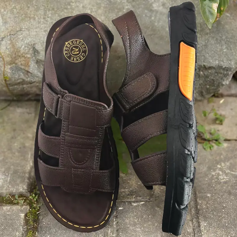 🔥【38-44】Sandale de plajă pentru bărbați, din piele moale, anti-alunecare, lucrate manual