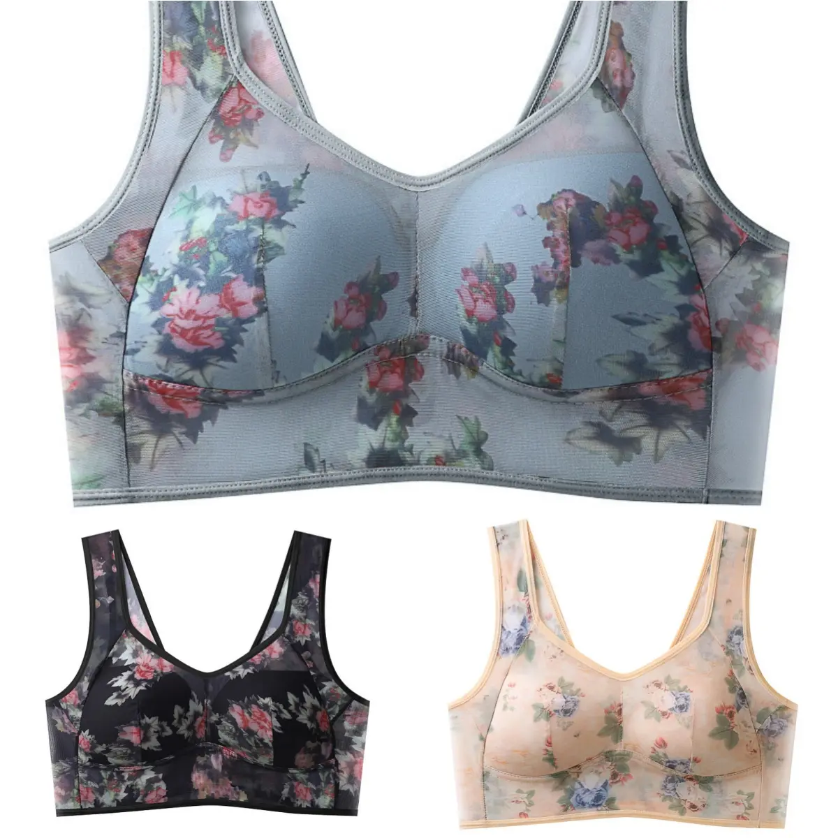 💥【Pachet de 6】[L-6XL]Sutien push-up de înaltă calitate, sutien din mătase rece și confortab