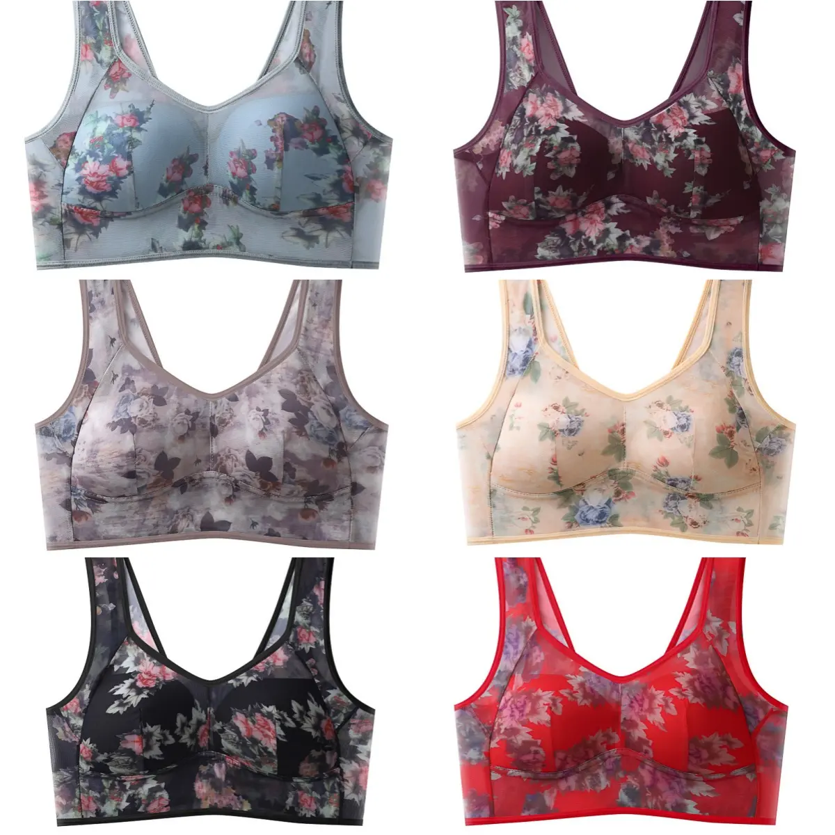 💥【Pachet de 6】[L-6XL]Sutien push-up de înaltă calitate, sutien din mătase rece și confortab