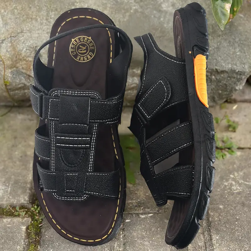 🔥【38-44】Sandale de plajă pentru bărbați, din piele moale, anti-alunecare, lucrate manual