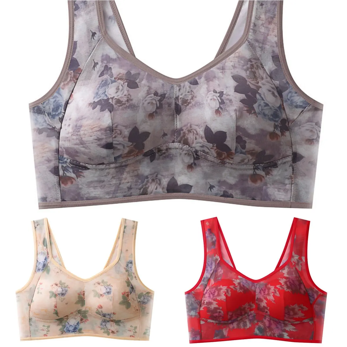 💥【Pachet de 6】[L-6XL]Sutien push-up de înaltă calitate, sutien din mătase rece și confortab