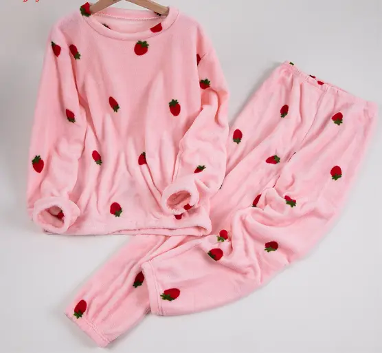 🔥【Costum cald de pluș 40-90kg】🔥Larna coral fleece pijamale căptușite și îngroșate casual loungewear la modă și confortabile pijama suită