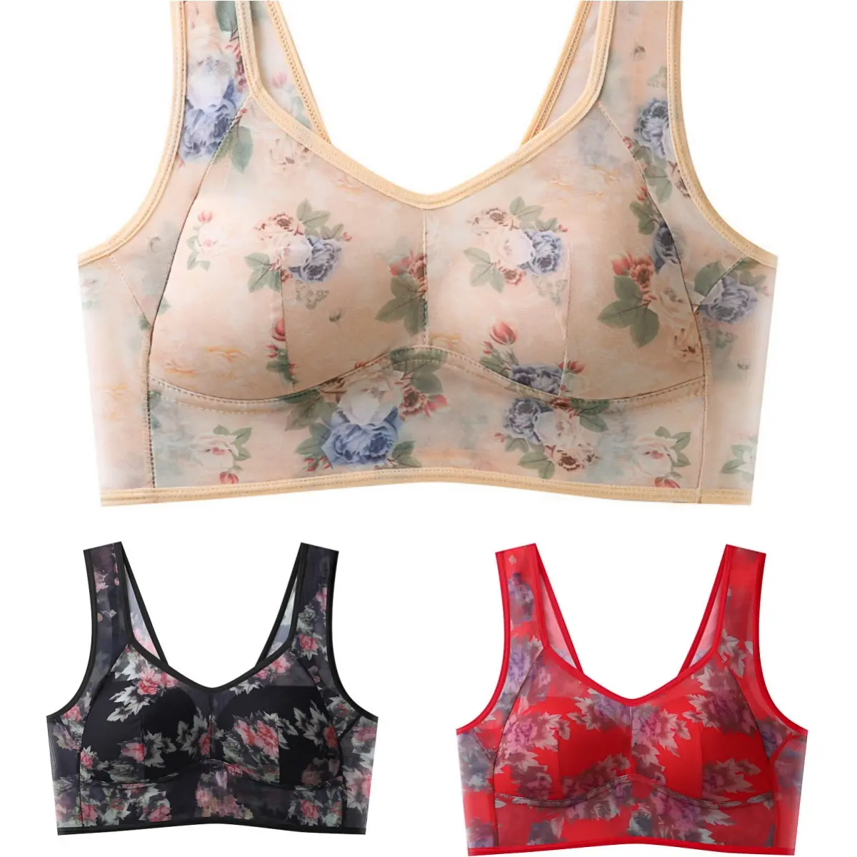 💥【Pachet de 6】[L-6XL]Sutien push-up de înaltă calitate, sutien din mătase rece și confortab