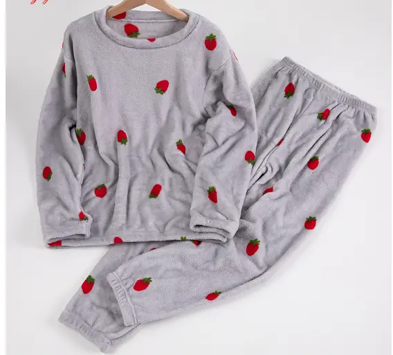 🔥【Costum cald de pluș 40-90kg】🔥Larna coral fleece pijamale căptușite și îngroșate casual loungewear la modă și confortabile pijama suită