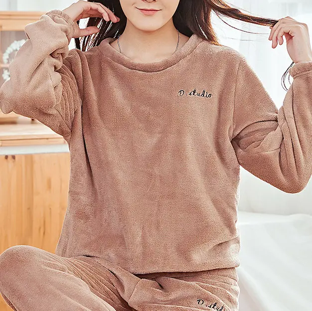 🔥【Costum cald de pluș 40-90kg】🔥Larna coral fleece pijamale căptușite și îngroșate casual loungewear la modă și confortabile pijama suită