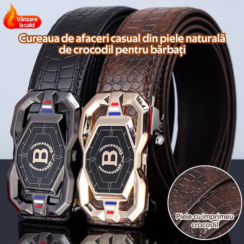 【30% OFF】😎Cureaua de afaceri casual din piele naturală de crocodil pentru bărbați