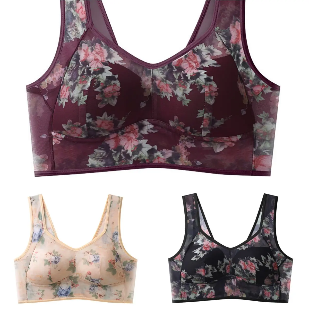 💥【Pachet de 6】[L-6XL]Sutien push-up de înaltă calitate, sutien din mătase rece și confortab