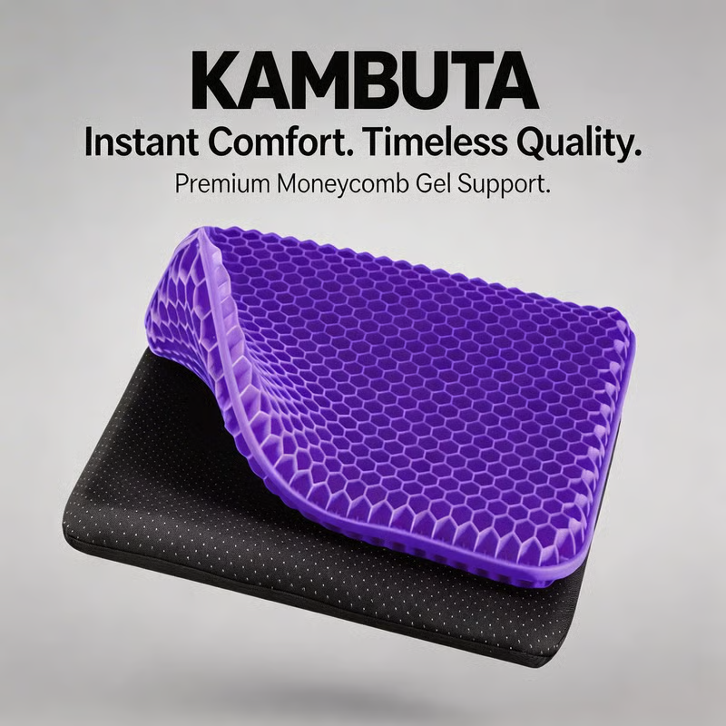 Double-Thick Gel Seat Cushion Honeycomb Breathable Non-Slip Cover 15.75x13.39x1 in Pressure Relief for Office Car Wheelchair Elastic Furniture Protector