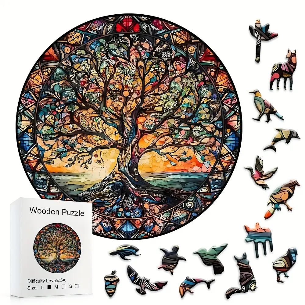 Colorful Tree of Life Wooden Jigsaw Puzzle