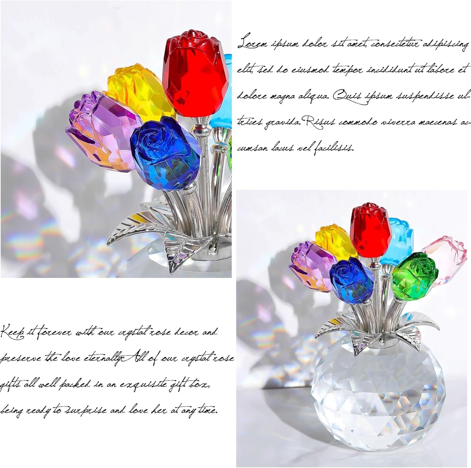 🔥Last Day 50% OFF - ❤️🌹Crystal Colorful Rose Flower Collectible Figurine with Vase(📦Buy 2 Free Shipping)