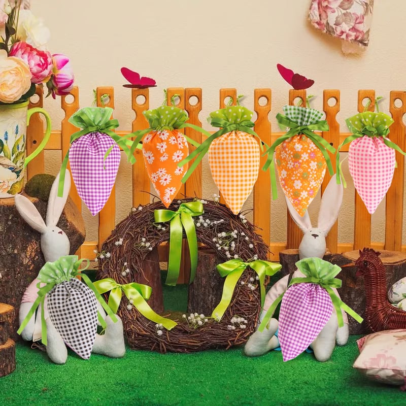 Easter Carrot Goodie Bags 🥕 Reusable Fabric Drawstring