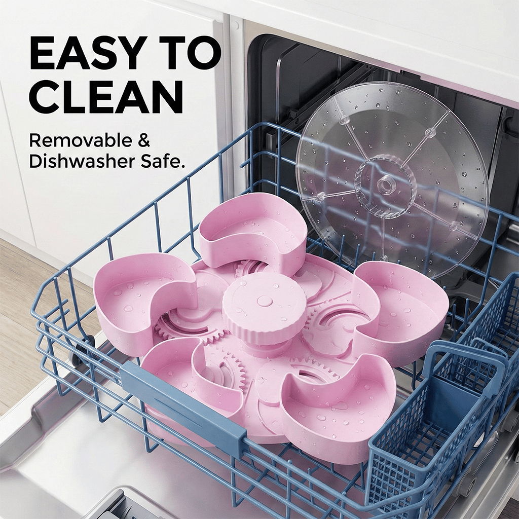 Hot Sale🍿✨ Divided Spin & Snack Serving Tray – 5-Compartment Rotating Party Platter