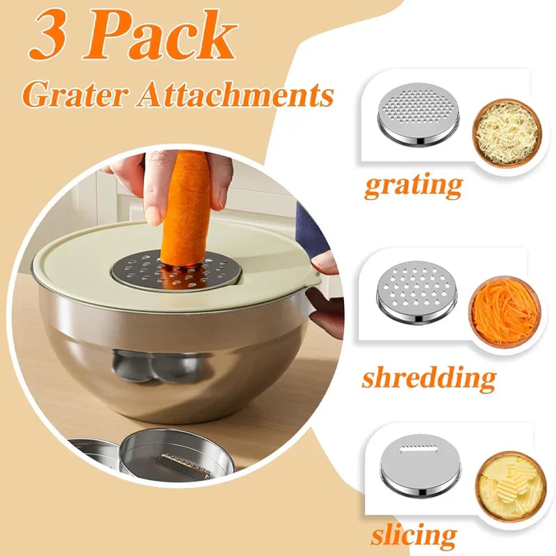 🔥 6 stainless steel bowls with 3 grater accessories