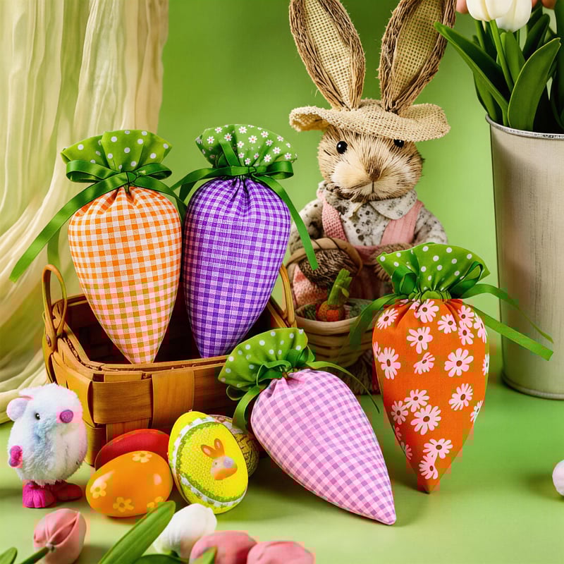 Easter Carrot Goodie Bags 🥕 Reusable Fabric Drawstring
