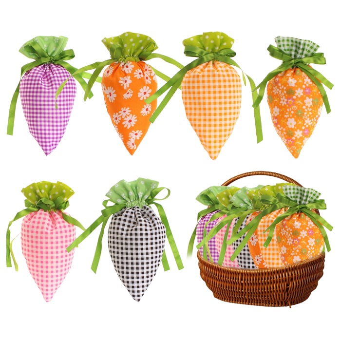 Easter Carrot Goodie Bags 🥕 Reusable Fabric Drawstring