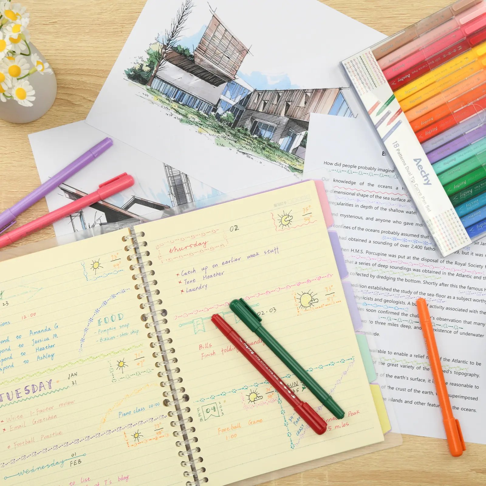 🔥LAST DAY 50% OFF - Dual Tip Curve Highlighter Pen Set