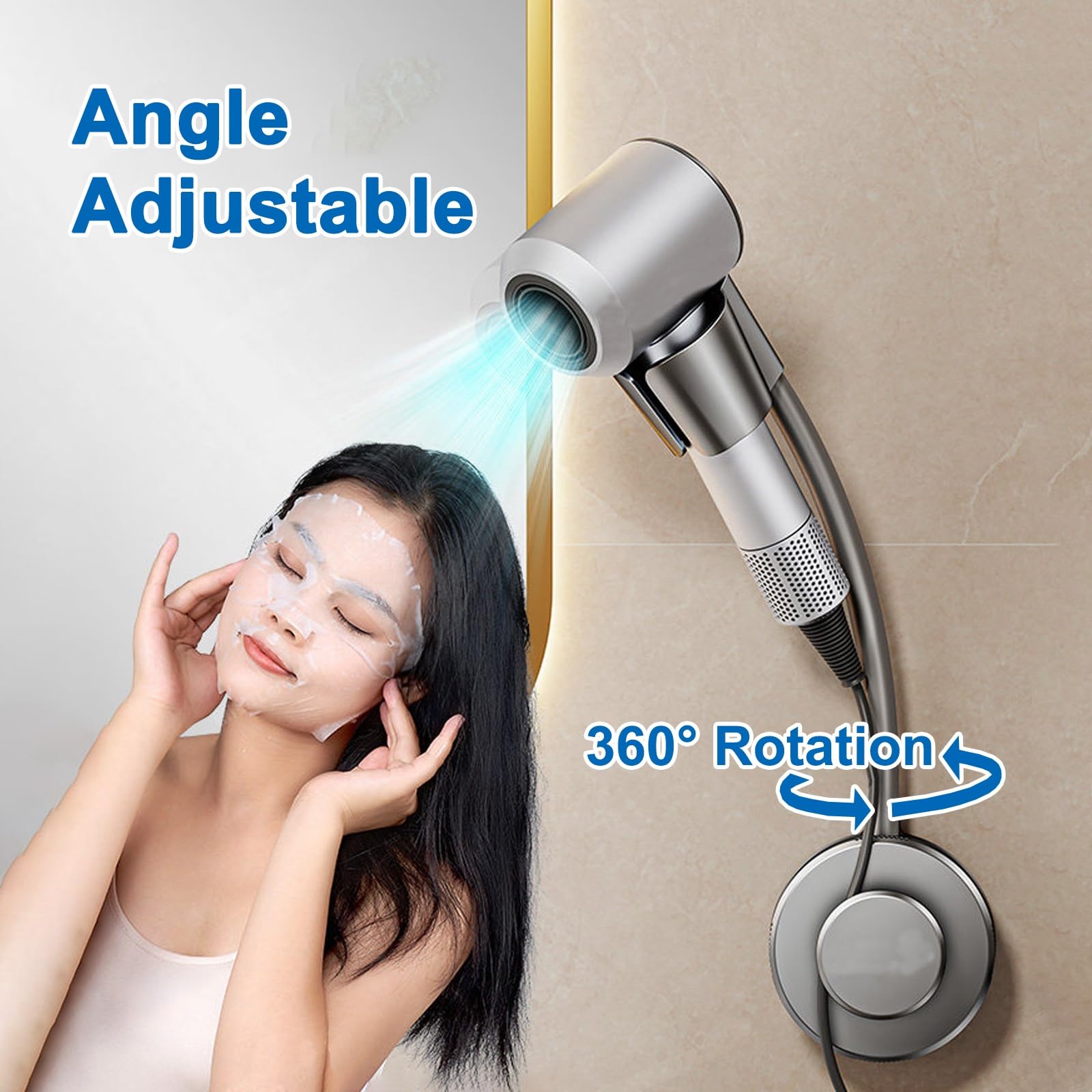 Hands-Free Rotating Hair Dryer Holder
