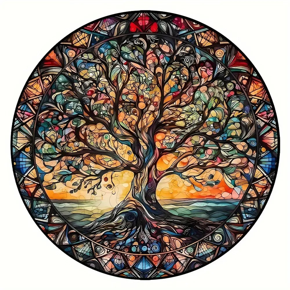 Colorful Tree of Life Wooden Jigsaw Puzzle