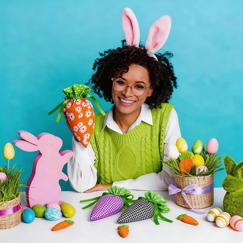 Easter Carrot Goodie Bags 🥕 Reusable Fabric Drawstring