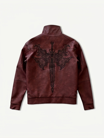 CRIMSON DEVIL HUNTER LEATHER JACKET-Coordom