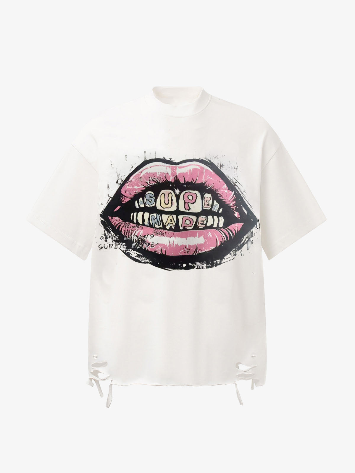 Retro Letter Lip Graphic T-Shirt-Coordom