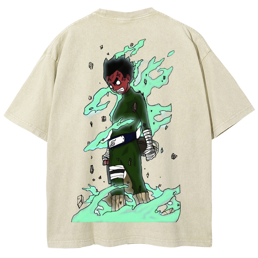 Naruto Rock Lee Unisex Fit Washed T-Shirt 2504005187-Coordom
