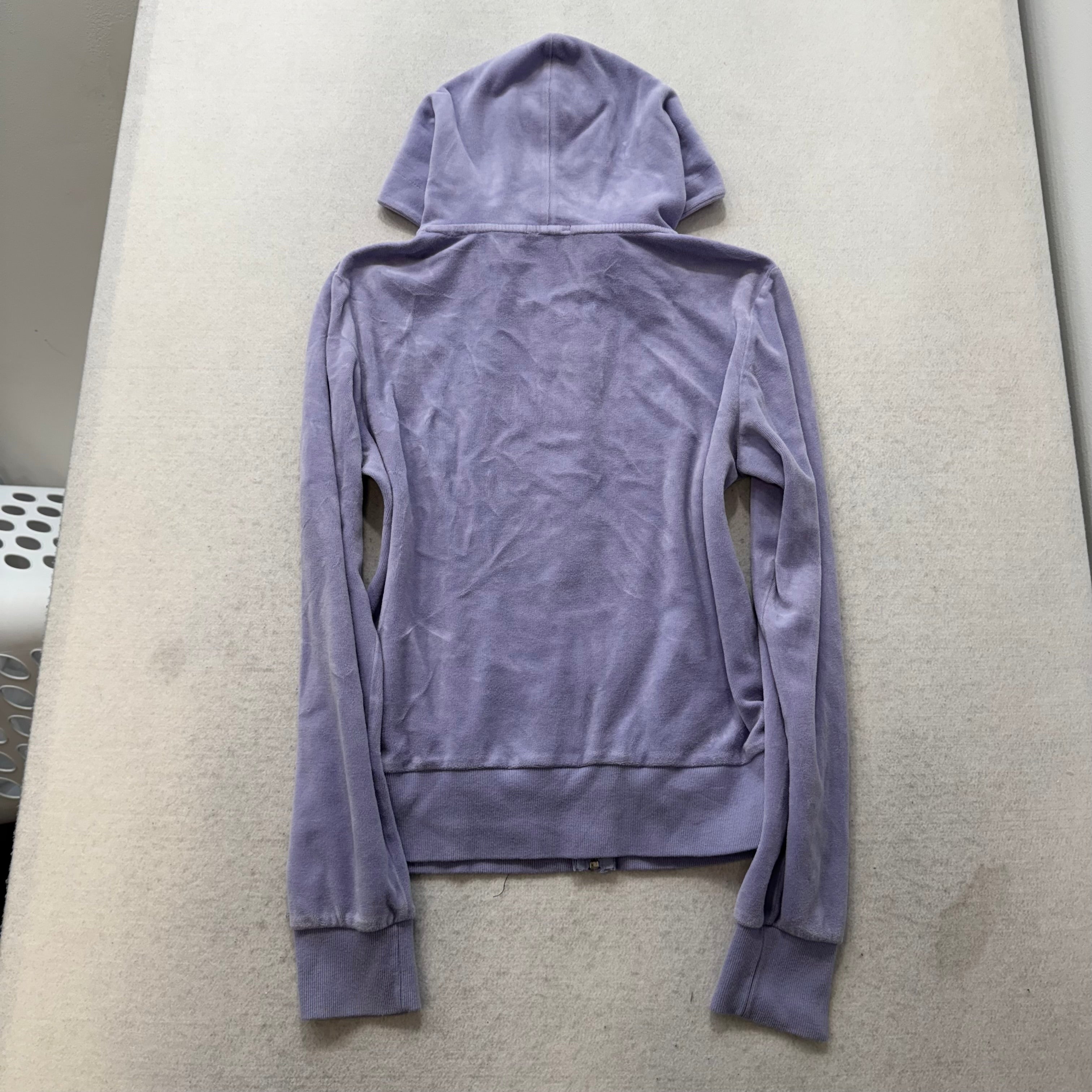 Vintage Juicy Couture Women's Lavender Velour Full Zip Hoodie Loungewear Size L-Coordom
