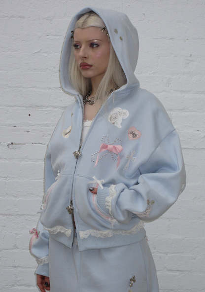WHISPER ZIP HOODIE BABY BLUE-Coordom