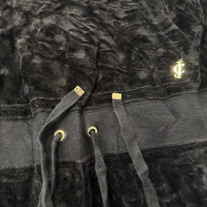 Juicy Couture Women's Black Velour Jumpsuit Set Short Sleeve Drawstring Size S-Coordom