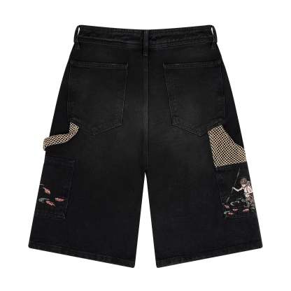 "lotus" Jorts black fishnet-Coordom