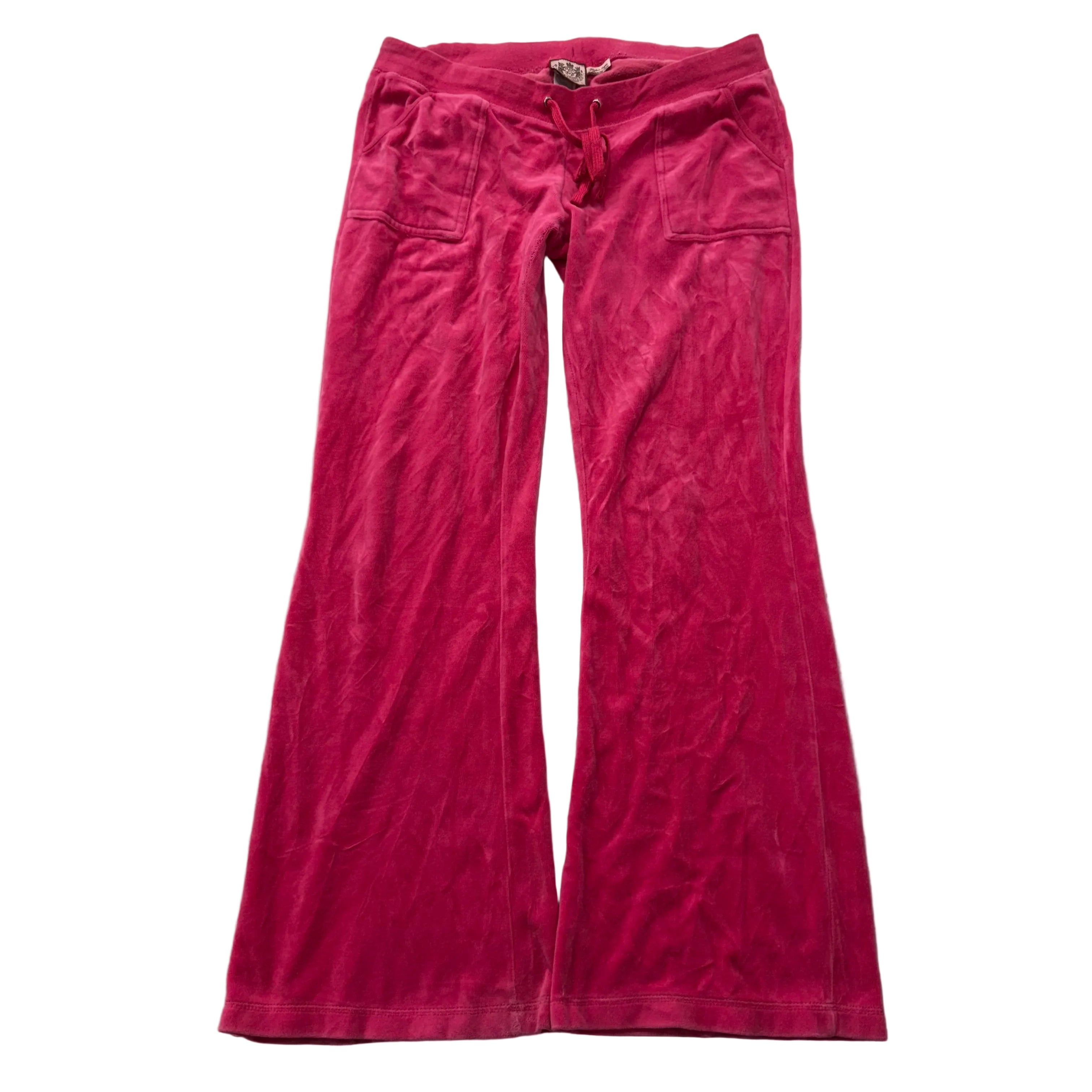 Vintage Juicy Couture Women Hot Pink Velour Flared Track Pant Flap Pocket Size L-Coordom