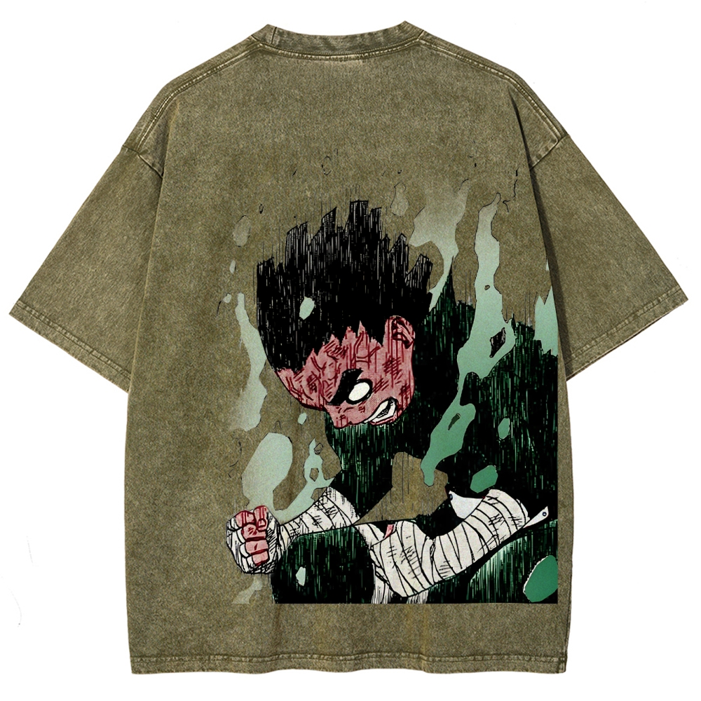 Naruto Rock Lee Unisex Fit Washed T-Shirt 2504005182-Coordom