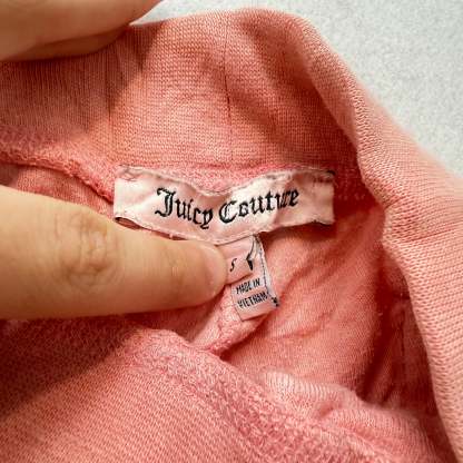 Juicy Couture Women Salmon Pink Velour Flared Track Pant Snap Flap Pocket Size S-Coordom