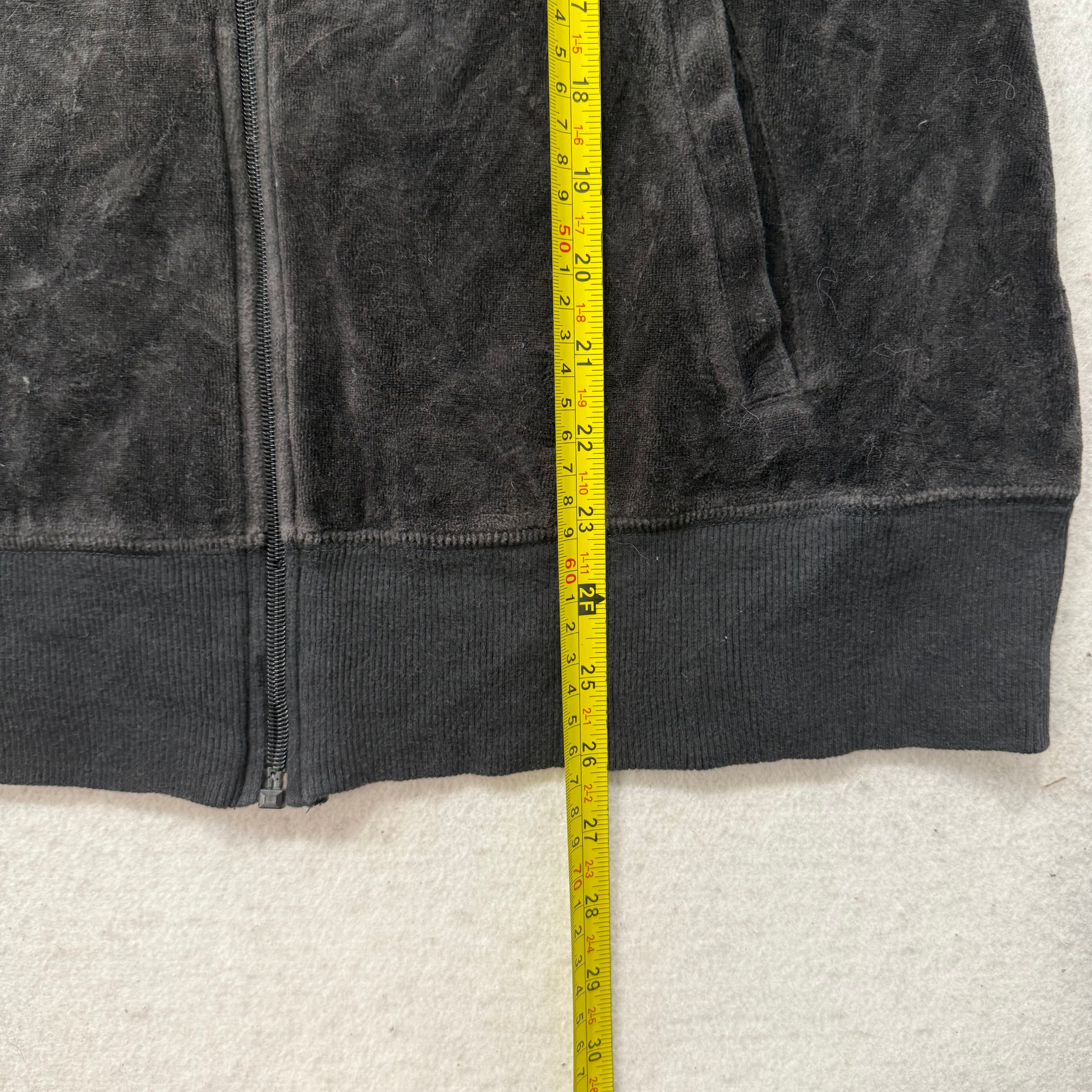 Juicy Couture Black Velour Tracksuit Set Zip Up Jacket & Flared Pants Y2k Size M-Coordom