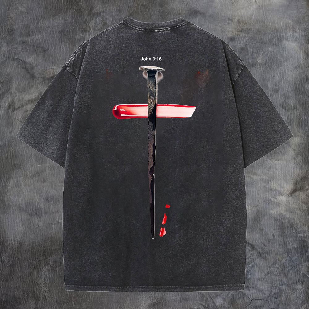 John 3:16 Washed T-shirt-Coordom