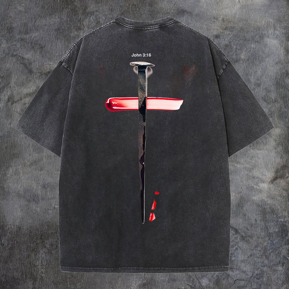 John 3:16 Washed T-shirt-Coordom