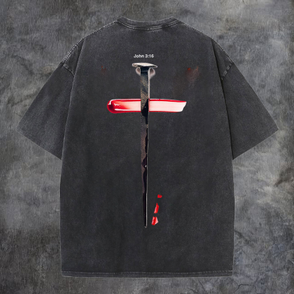 John 3:16 Washed T-shirt-Coordom