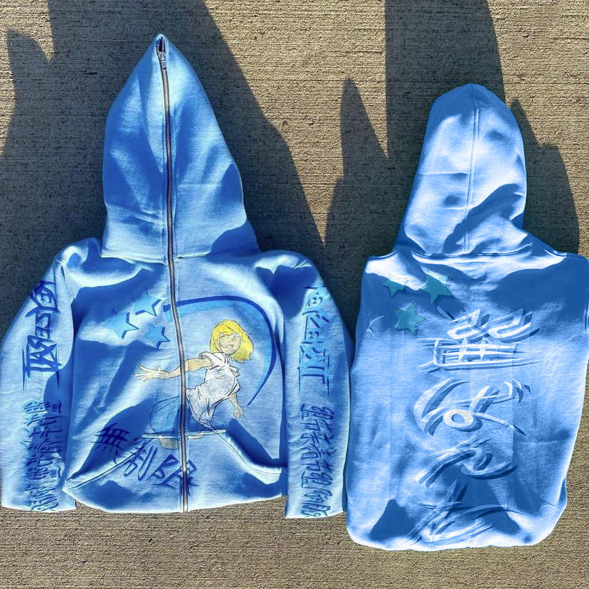 Fashion street style personality zipper hoodie-Coordom