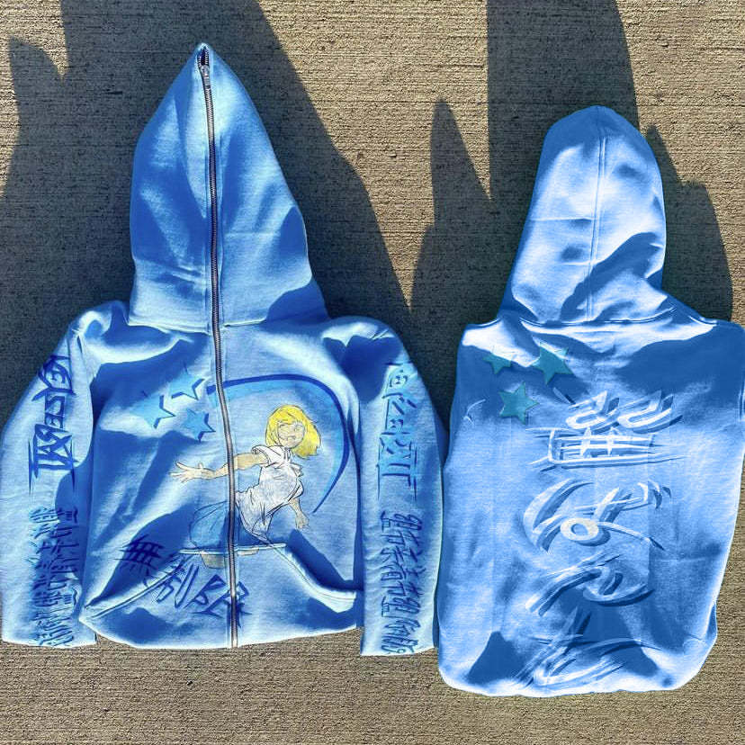 Fashion street style personality zipper hoodie-Coordom
